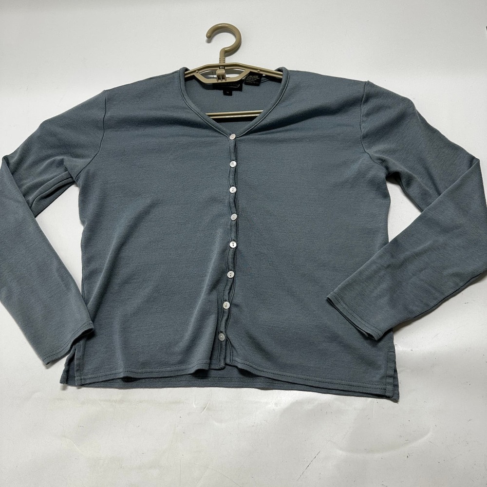 Jeanne Pierre Cardigan Sweater Women Size S Blue Button Up Cotton Rayon Preppy